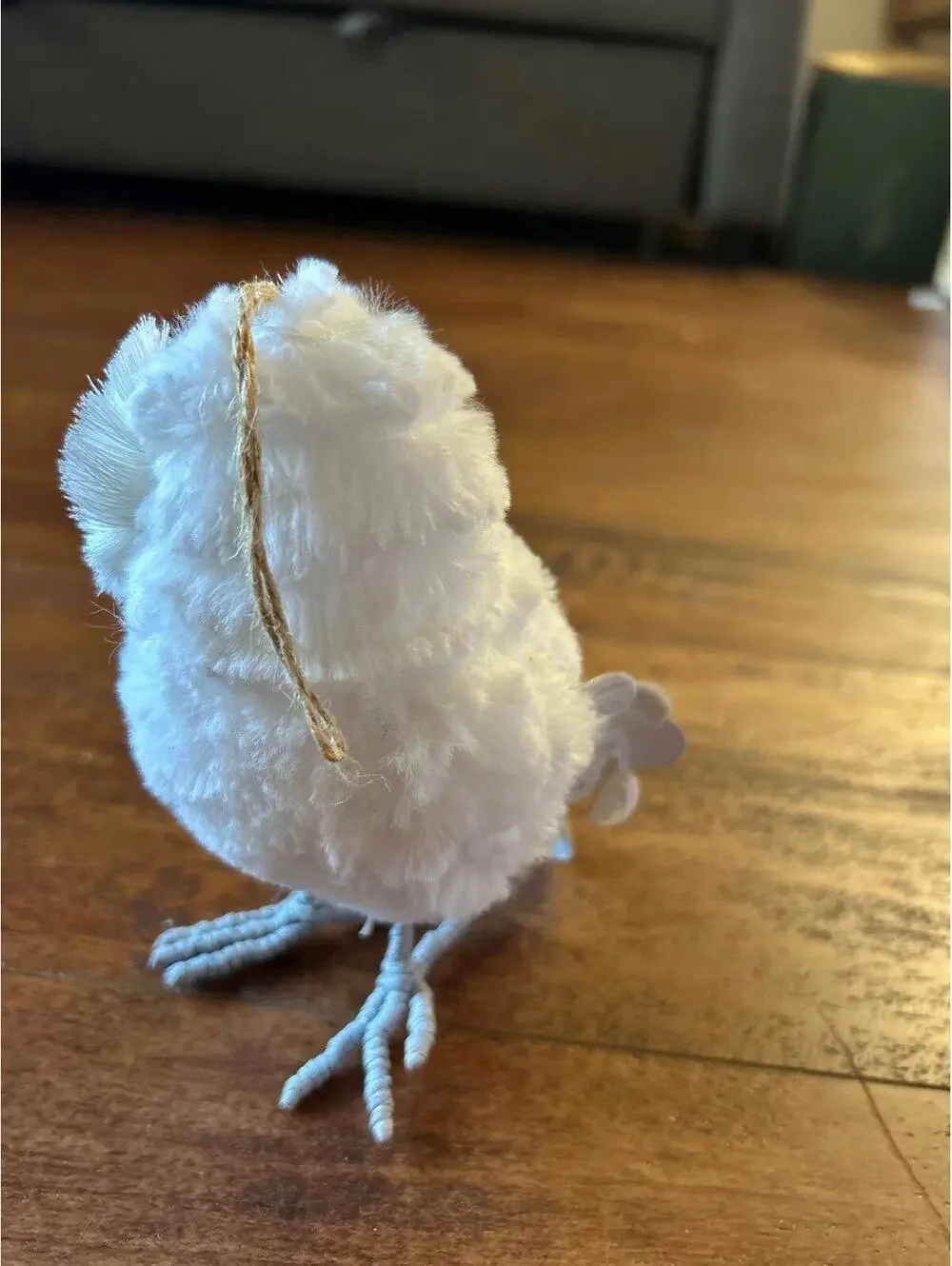 small, faux fur snowy owl Christmas ornament/figurine